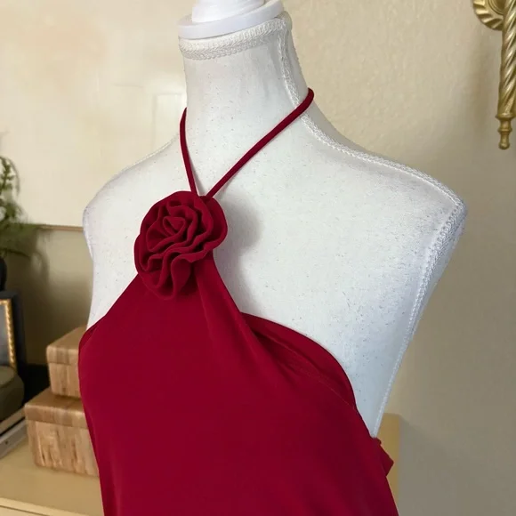 JLUXLABEL Burgundy Tabitha Halter Rose Mini‎ Dress Size XXL - Picture 5 of 10
